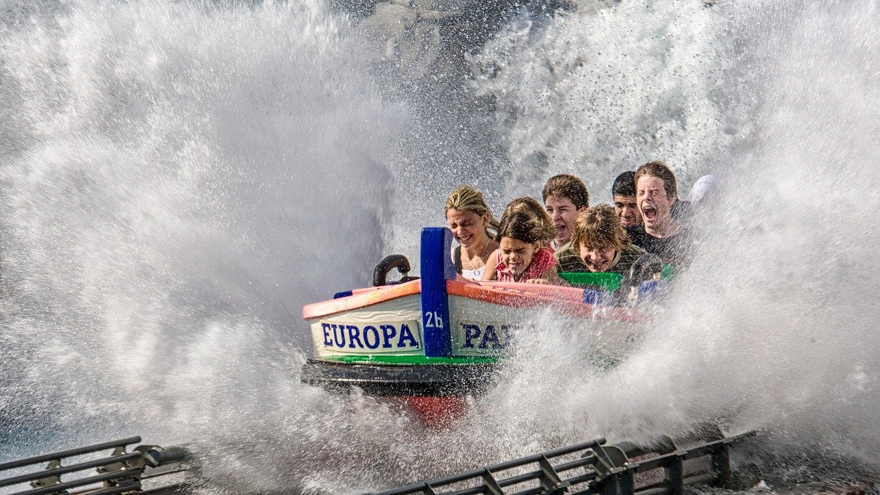 huvipuisto, europa park, vene, pysäköidä, vesiliukumäki, vettä, tilkka, luonne, hauskaa, lapset
