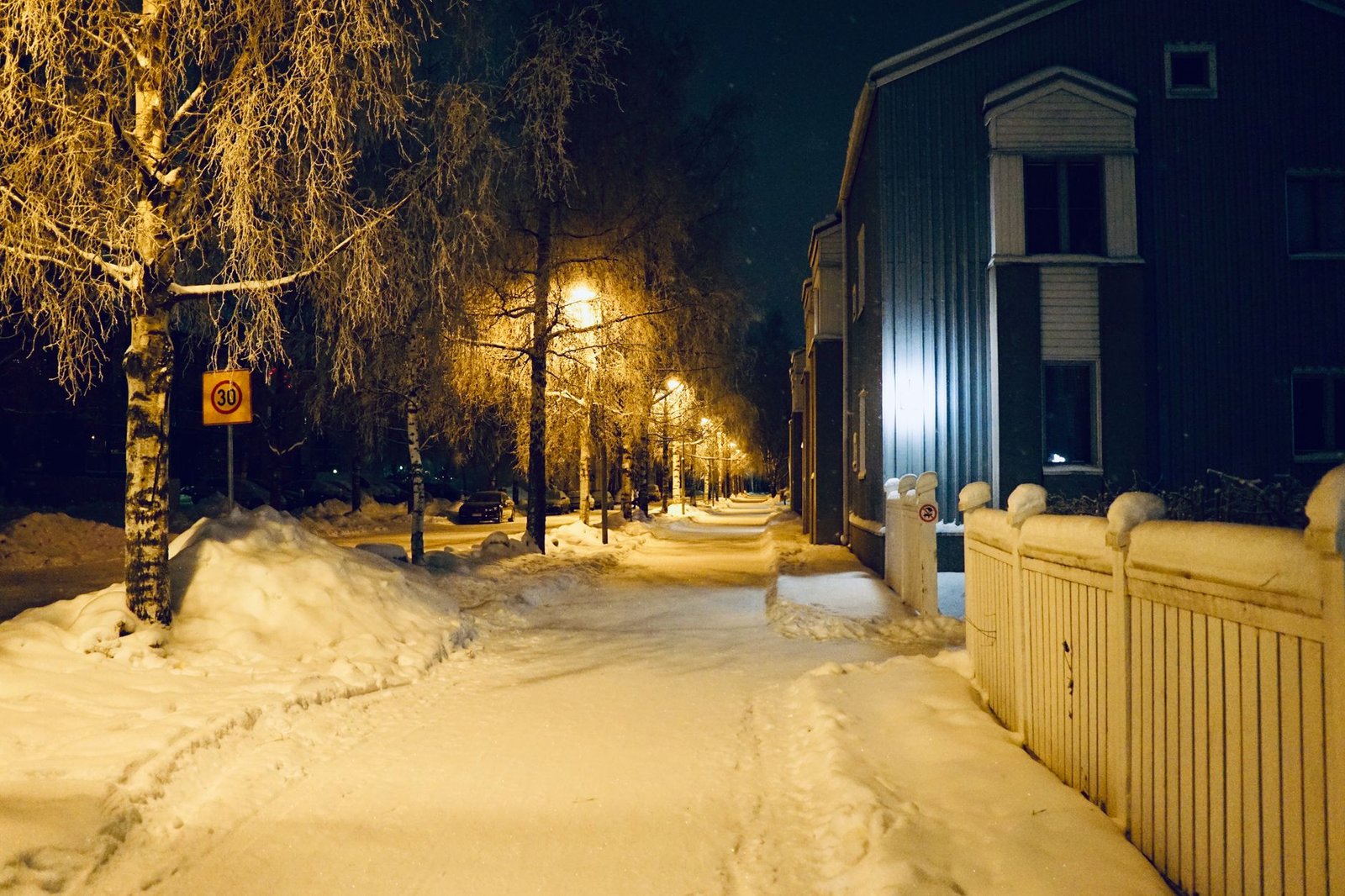Quiet evening street in Hämeenlinna, Finland