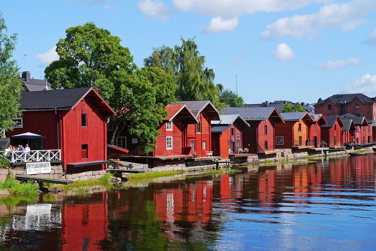 puutaloja, historiallinen keskusta, virtaus, suomalainen, porvoo, suomi, historiallinen vanhakaupunki, holzhaus, skandinavias