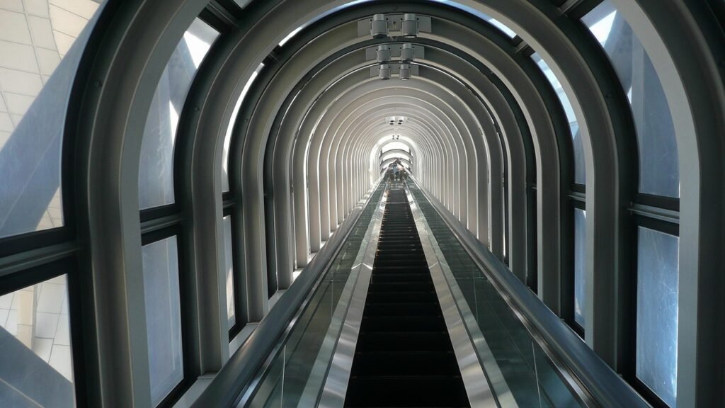 osaka, japani, rakennus, sisustus, sisällä, people mover, lasi, kaareva, tunneli, arkkitehtuuri, moderni, harmaa rakennus, ha