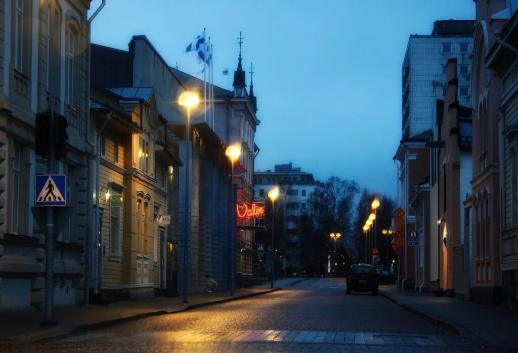 oulu, suomi, kaupunki, kaupunkilainen, yö, illalla, valot, heijastuksia, oulu, oulu, oulu, oulu, oulu
