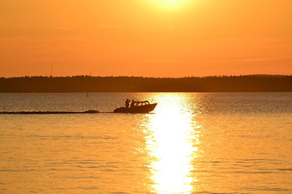 vene, näsijärvi, luonne, tampere, kesä, järvi, suomi, auringonlasku