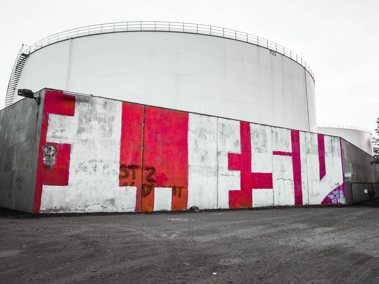 mainz, graffiti, säiliö, teollisuusalue, maalattu, jalkapallo, club, ovela, seinämaalaus, katutaide, luovuus, fanit, football