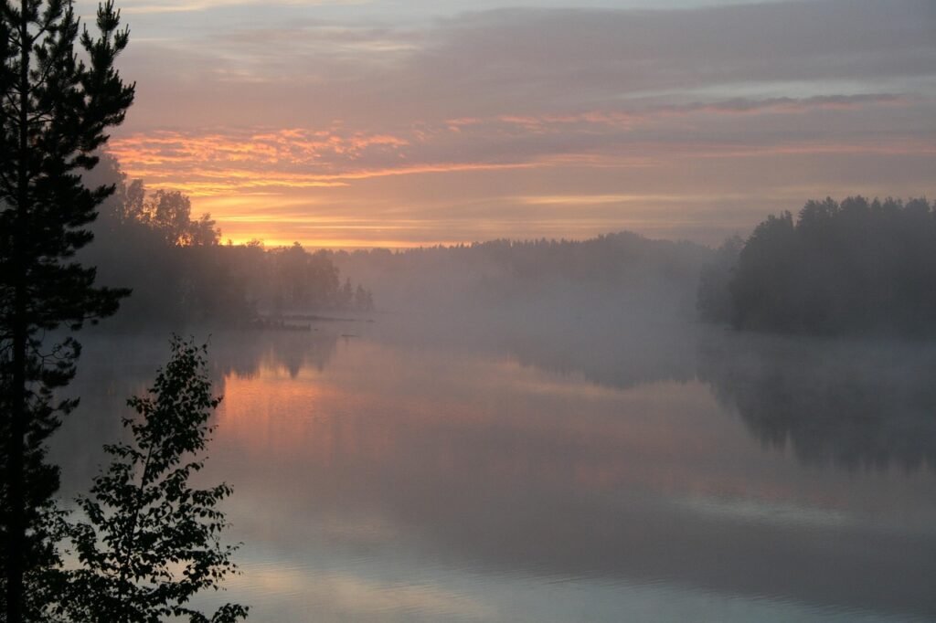 sunrise, nature, finland, lake, summer
