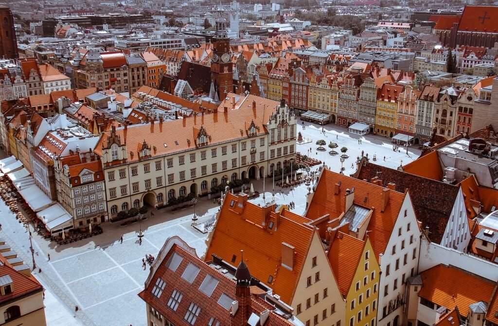 old town, markkinoiden, wrocław, arkkitehtuuri, kaupunki, rivitaloja, katu, rakennusten, julkisivut, puola, katot, rakennus,