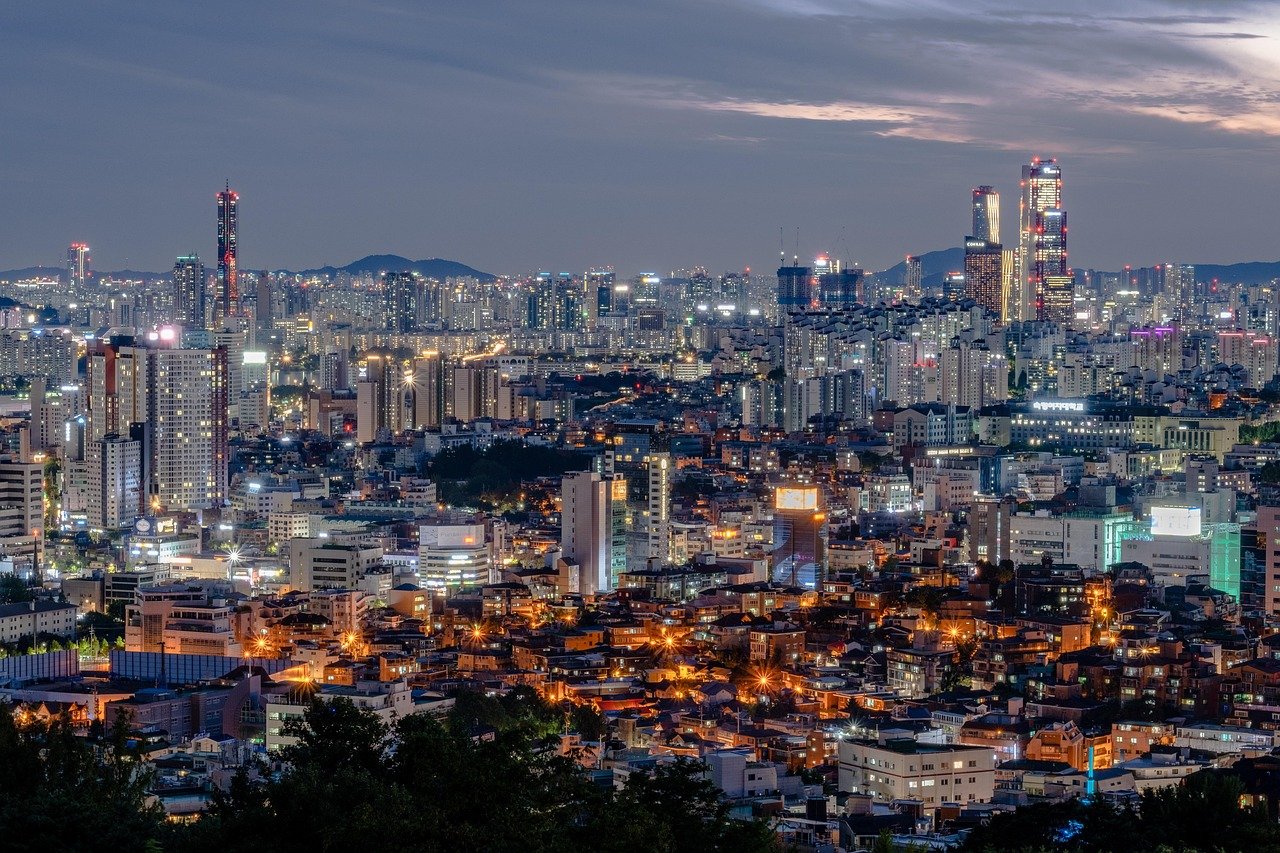 kaupunki, rakennukset, yönäkymä, soul, korea, arkkitehtuuri, horisonttiin, pilvenpiirtäjät, night lights, kaupunkilainen
