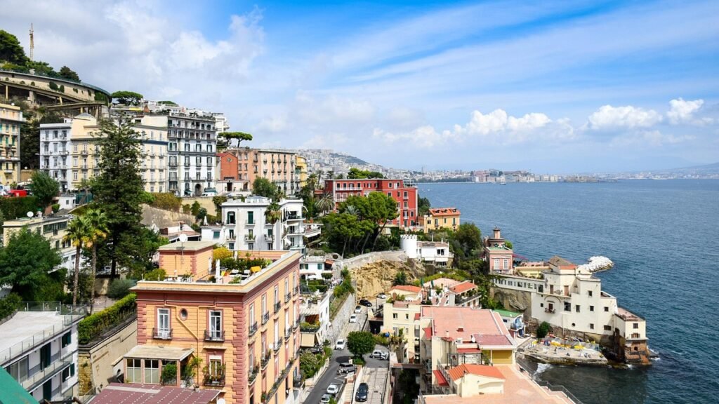 italia, napoli, beach, luonne, veden, meri, rakennukset, waterfront, loma