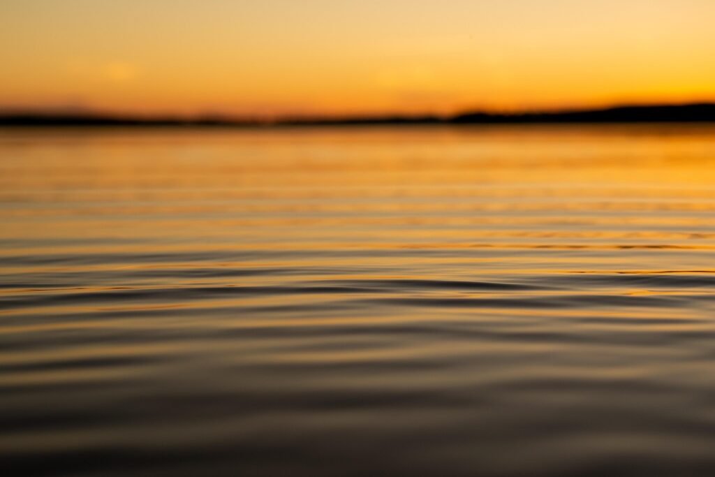 kesä, luonne, järvi, aalto, illalla, vettä, auringonlasku, maisema, suomi, kallavesi