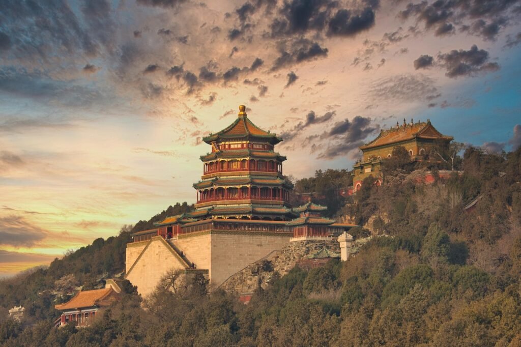 summer palace, peking, kiina, beijing, taivas, temppeli, arkkitehtuuri, rakennus