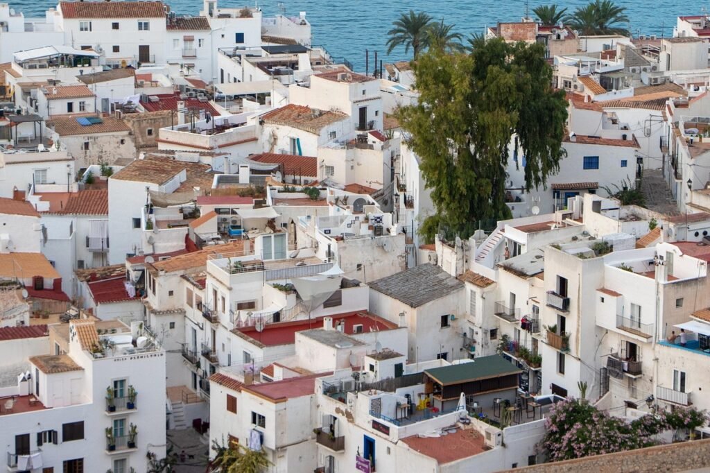 ibiza, espanja, katot, taloja, kaupunkikuvan, vanha kaupunki, old town