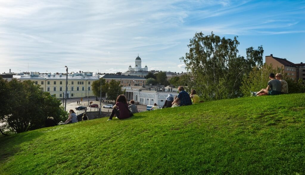 helsinki, näkymä, ruoho, ihmiset, luonne, panoraama