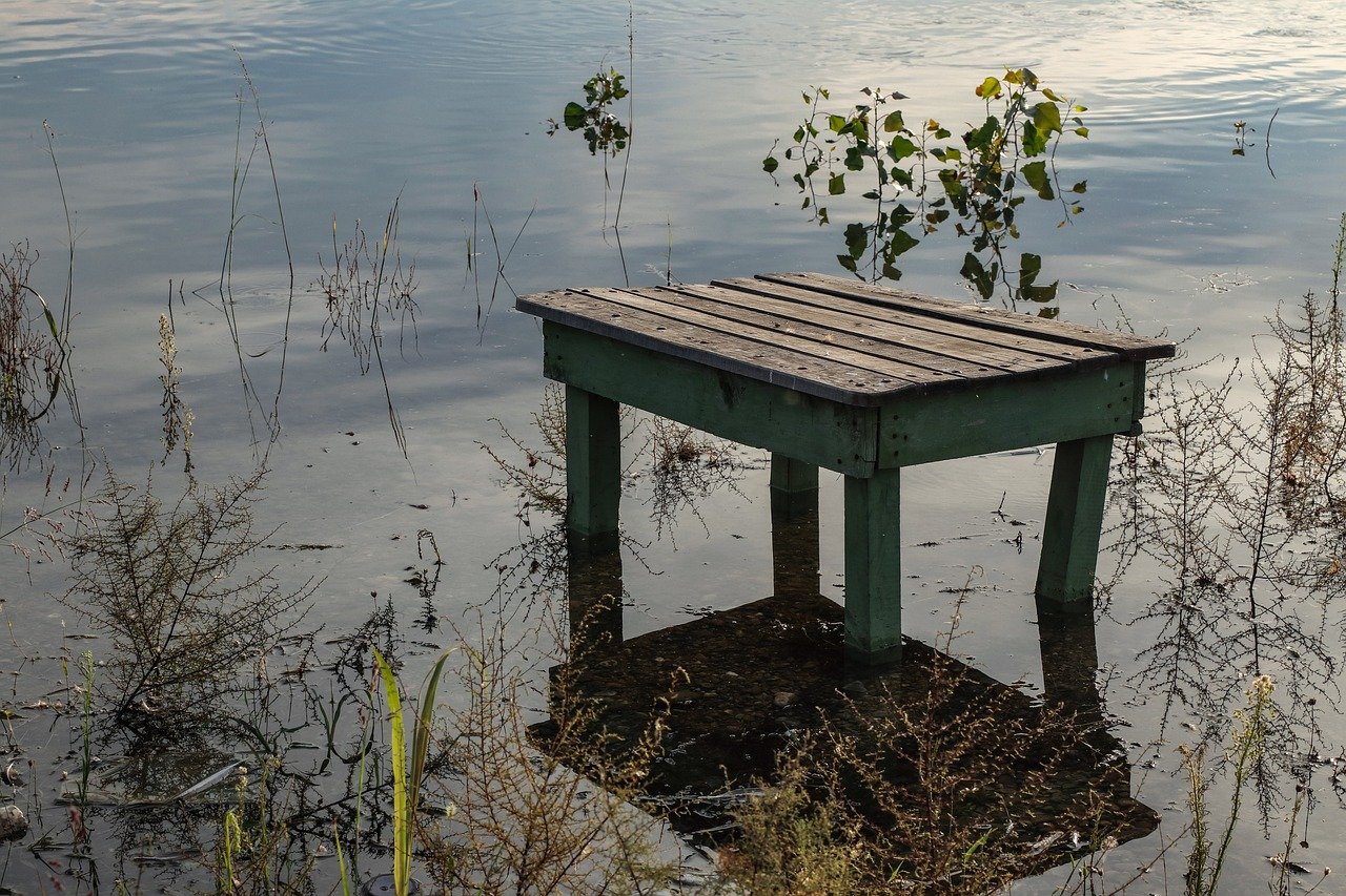 taulukko, vettä, lake, sunset, pohdintaa, luonne, loput, viikonloppuna