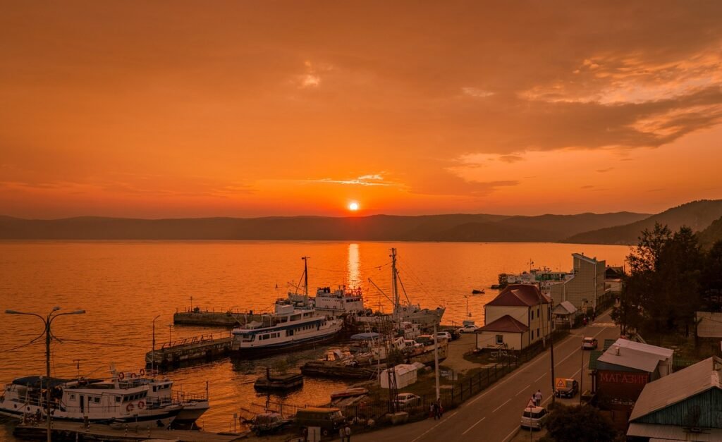 lake baikal, sunset, twilight, listvyanka, luonne, irkutsk, ranta