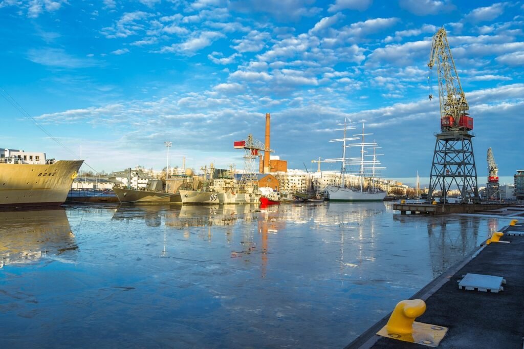 river, crane, landscape, turku, aurajoki, vessel, a ship, swan of finland, port, turku, turku, turku, turku, turku