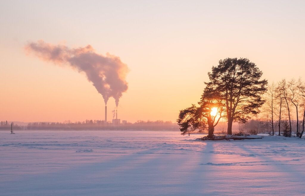 auringonlasku, pakkasta, luonne, illalla, energiaa, kuopio