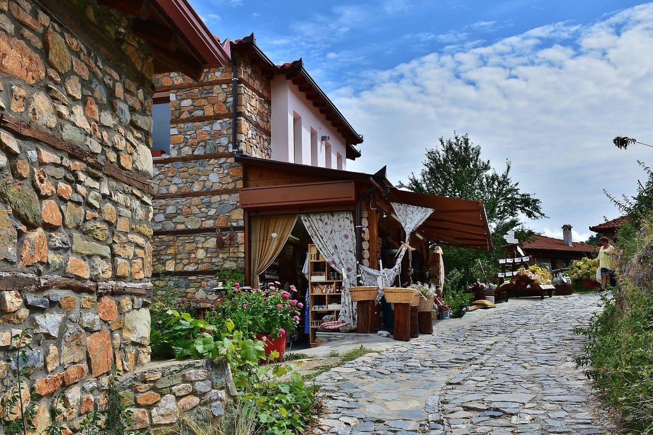 kylä, nei pori, platamonas, kreikka, manner-kreikka, olympus, keski-makedonia, näkymät, vuori, mäki, matkailu, loma, maisema,