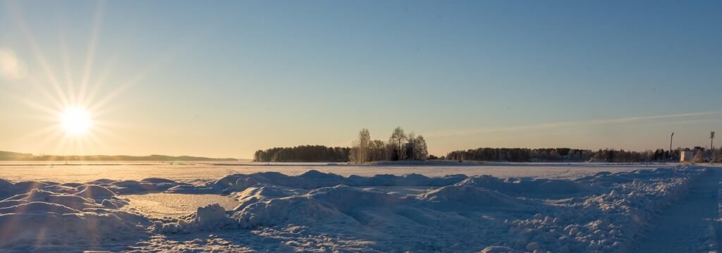 talvi, lumi, kausi, ulkona, aurinko, auringonlasku, kuopio
