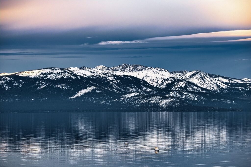 kalifornia, talvi, lake tahoe, järvi, lumi, vuori, usa, luonne, heijastus, maisema, luonnonkaunis, panoraama, amerikka, yhdys